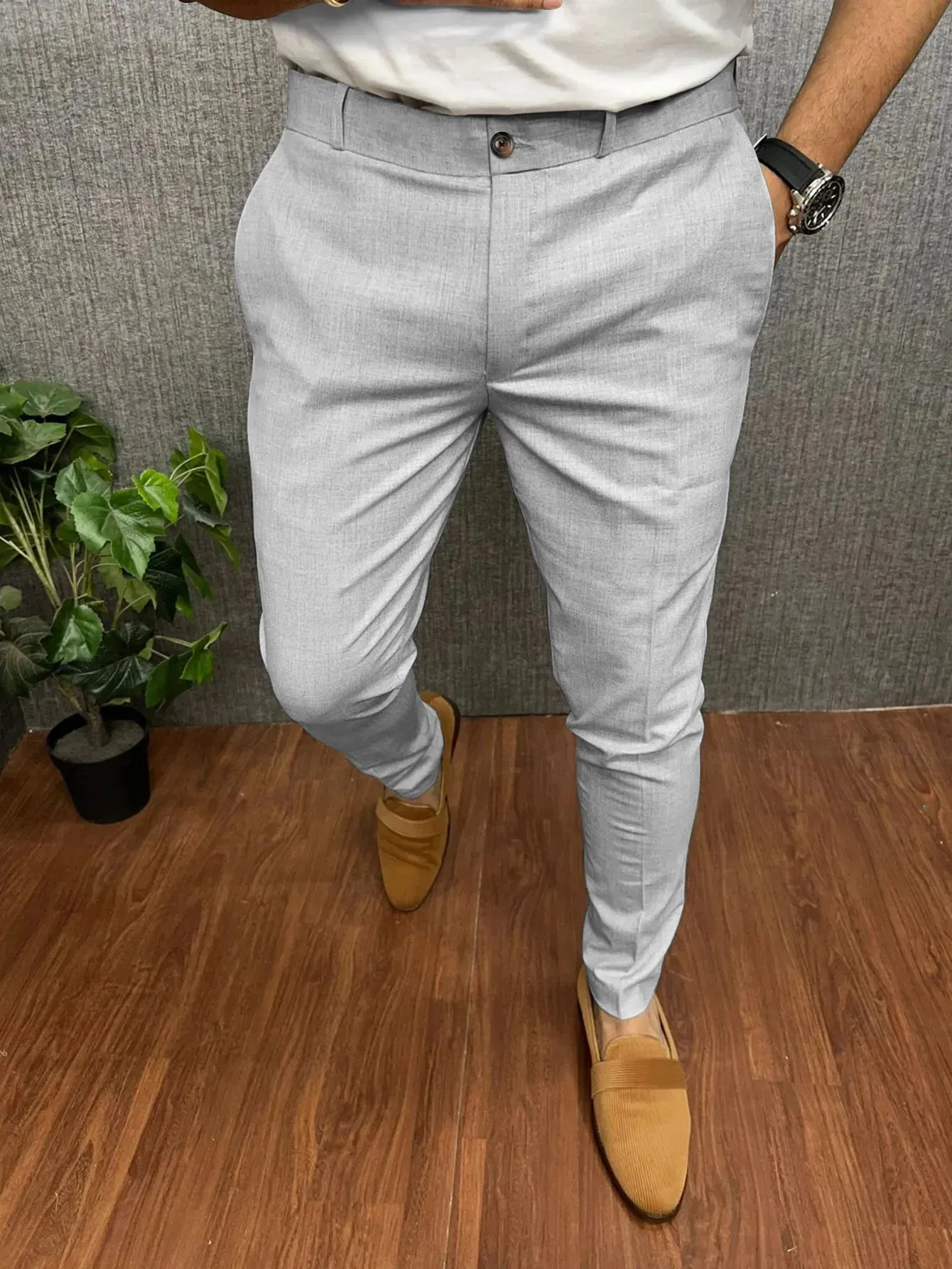 Wiaofellas  -  Solid Color Fashionable And Stylish Office Suit Pants Men's Business Casual Pants Formal Straight Leg Pants Men's Clothing MA2