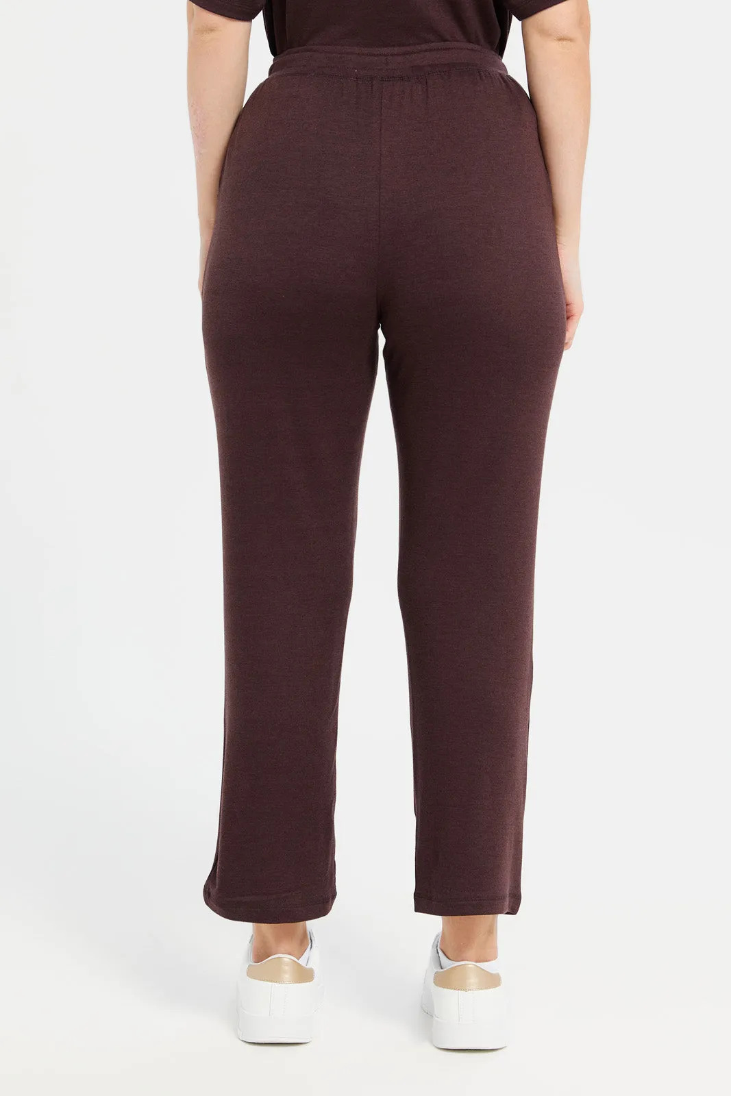 Women Brown Straight Leg Active Pants