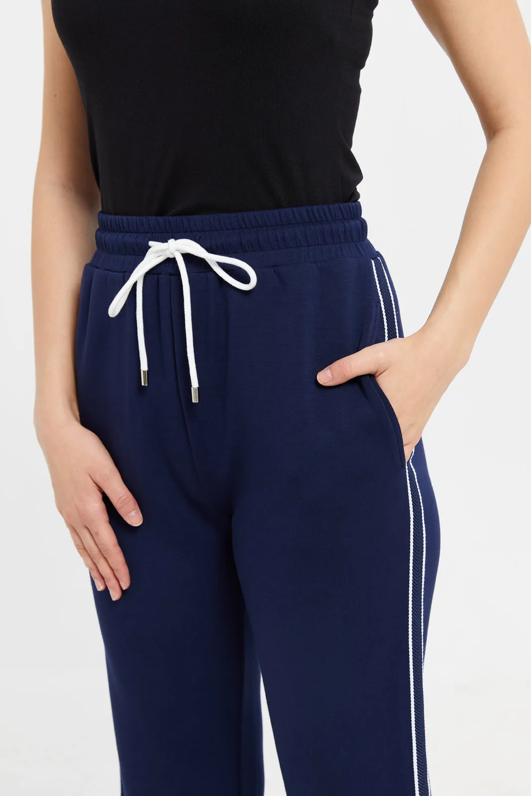 Women Navy Straight Leg Active Pants